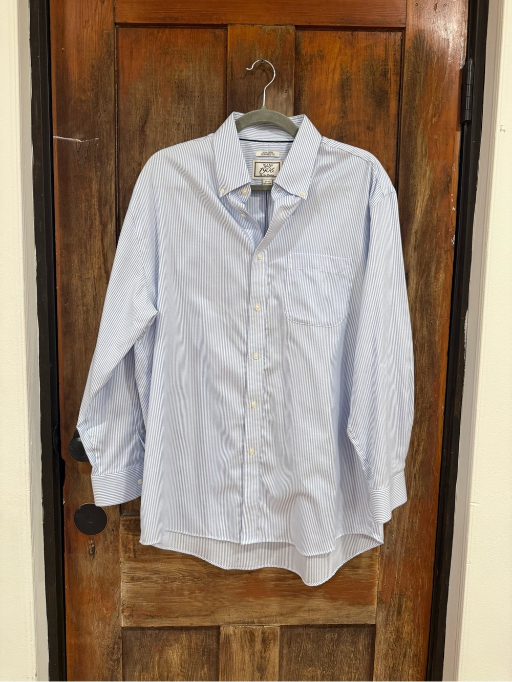 Brooks Brothers Light Blue Fine-Striped Button-Down Dress Shirt